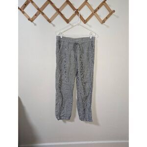 Allen Allen USA Stiped Linen Drawstring Wide Leg Pants - Size M